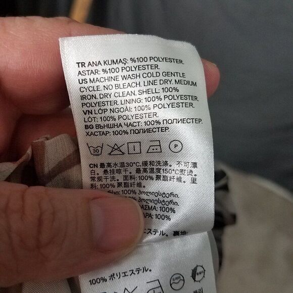 H&M Skirt Women's Size 8 Chiffon Leaf Printed Lined Pull On Skirt Neutral Colors - Picture 5 of 11